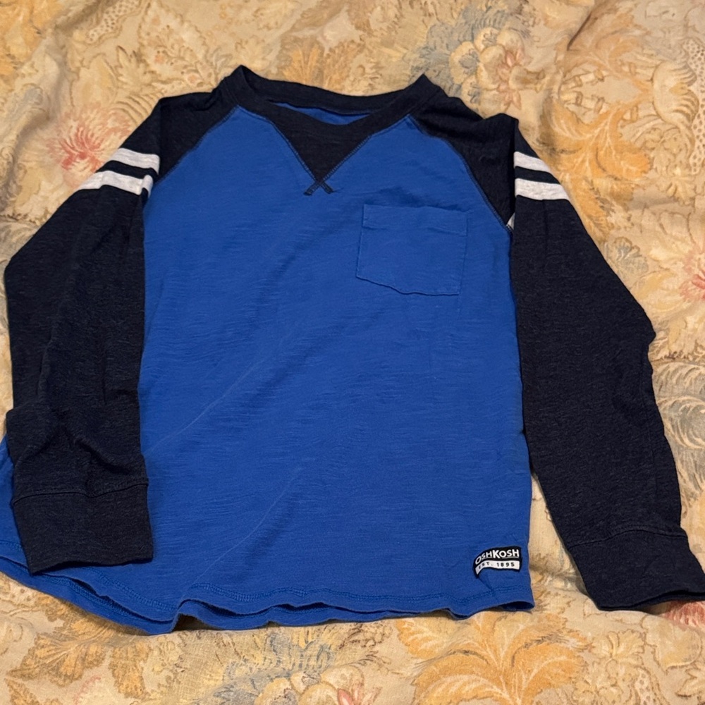 OshKosh B'gosh Bright Blue and Navy Kids Long Sleeve Shirt 10